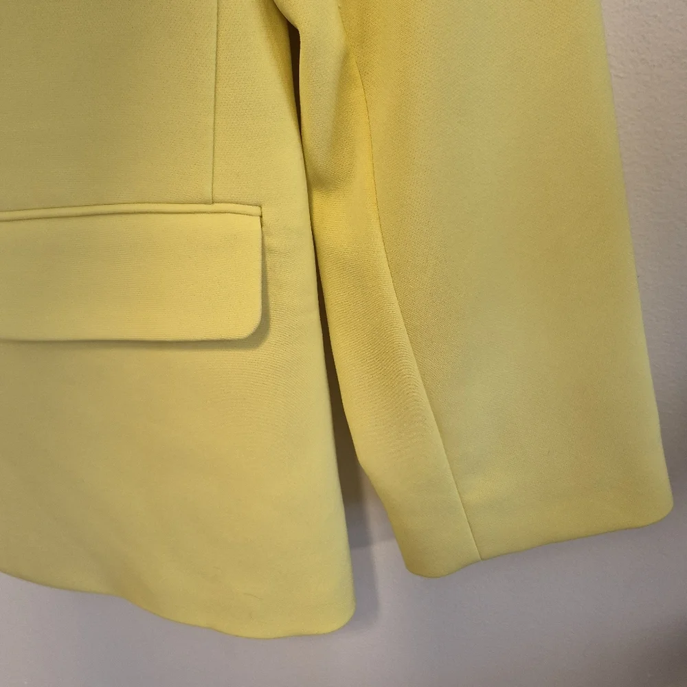 Topshop Oversized Blazer Single Breasted Lined Lemon Yellow Women's Sz 4 - Picture 6 of 11